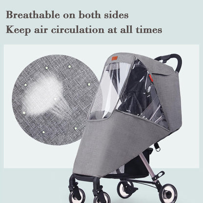 Stroller Rain Cover Baby Travel Weather Shield Universal Stroller Cover with Viewing Window for Dust Rain Snow Weather