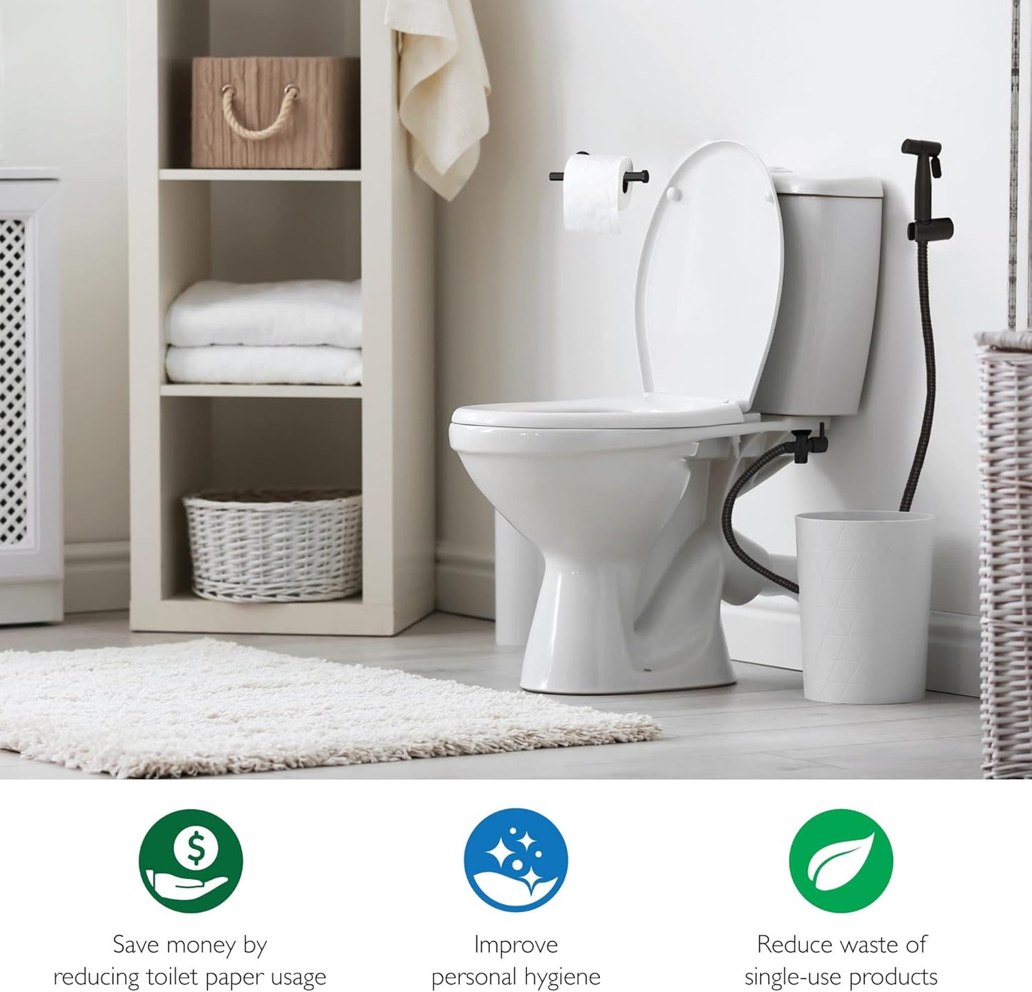 Design House 583906 Modern Single-Function Dual-Mount Hand Held Bidet Sprayer for Bathroom, Matte Black