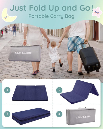 Lilian&Gema Pack and Play Mattress 38"x26"x1.5", Pack N Play Mattresses Pad for Play Pen and Playard, Premium Foam Playpen Mattress Topper with Washable Cover & Traveling Bag for Baby Toddler