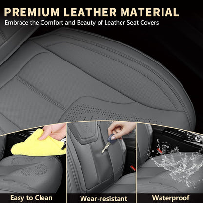 FLORICH Car Seat Covers, Brown Leather Seat Covers for Cars, Faux Nappa Leather Automotive Seat Protectors, Car Seat Cushions Universal Fit for Most Sedans SUVs Trucks - Brown
