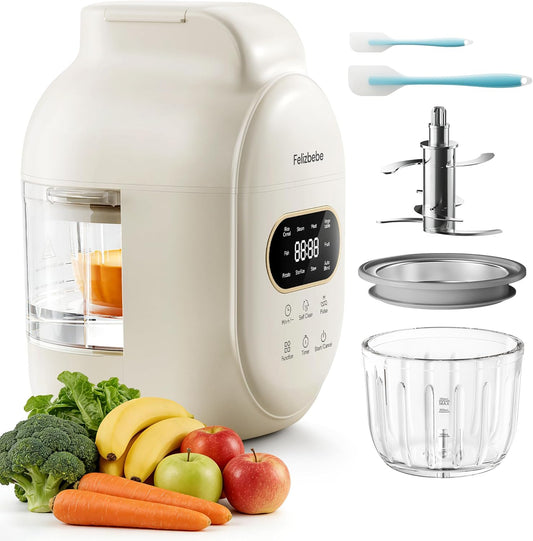 Glass Baby Food Maker Steamer and Blender,One Step Auto Baby Food Processor Puree Maker Grinder Mills,Glass Bowl with 316 Stainless Steel Blades,Auto Cooking,Self Clean,Timer,BPA-Free