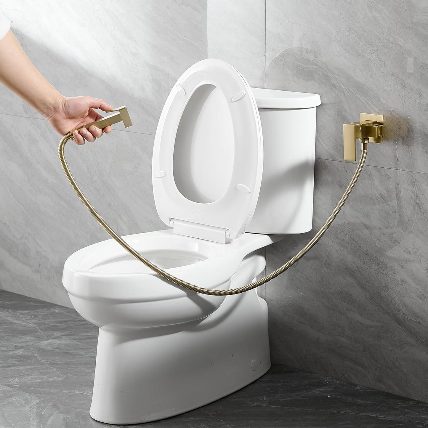 Homevacious Handheld Bidet Sprayer Faucet for Toilet with Hot and Cold Rough-in Valve Adjustable Water Pressure Round Brass Bidet Attachment Set for Feminine Pets and Baby Diaper Washing Matte Black