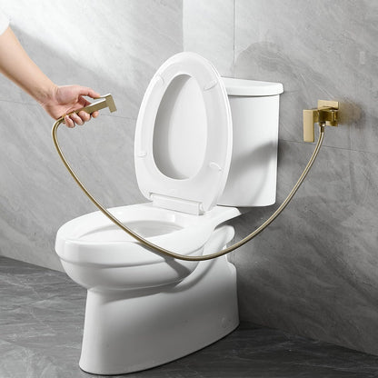 Homevacious Handheld Bidet Sprayer Faucet for Toilet with Hot and Cold Rough-in Valve Adjustable Water Pressure Round Brass Bidet Attachment Set for Feminine Pets and Baby Diaper Washing Matte Black