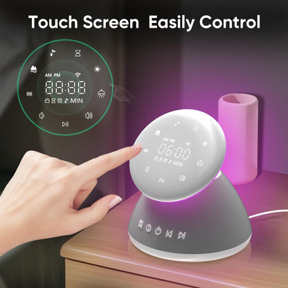 White Noise Sound Machine for Sleeping, 50 Non-Looping Soothing Sounds, 7 Color Night Light with Adjustable Brightness, Timer & Alarm Clock, Touch Screen Control for Baby, Kids, Adults, Home&Travel