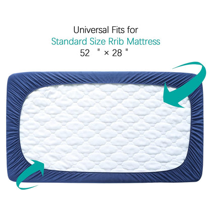 Pack and Play Sheets Mattress Pad Protector Fitted Waterproof Playard Mattress Cover, Compatible with Graco Pack n Play & Dream On Me & Pamo Babe, Playpen/Playard Sheet Quilted, Gray, 39" x 27"