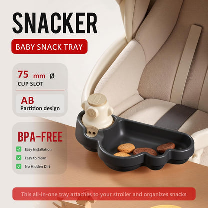Li & Zhao Universal Stroller Snack Tray Attachment - Universal Snack Tray for Cloud Cup Holder Tray Plastic Accessories for Baby,Toddler(Beige)