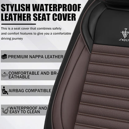 Seat Covers Fit for Mini Convertible 2009-2025 Premium Leather Car Seat Covers, Waterproof Non-Slip and Airbag Compatible, Fashion Car Seat Protector (Black Red,Front Set with Pillow)