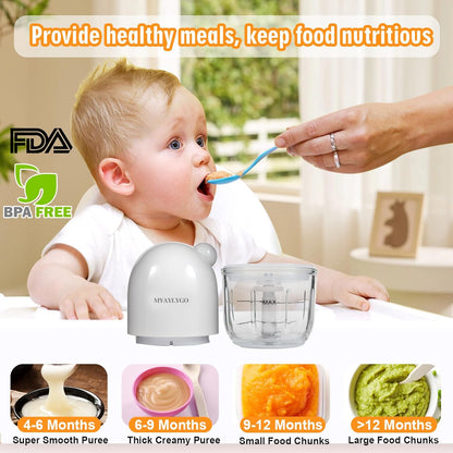 Baby Food Processor, MYAYLYGO Baby Food Maker Gift for Baby Food, Meat, Vegetable, Fruit, Baby Food Blender for Newborn Shower Gifts for Homemade Food&Purees, Medium, White, MGBFM-003WT