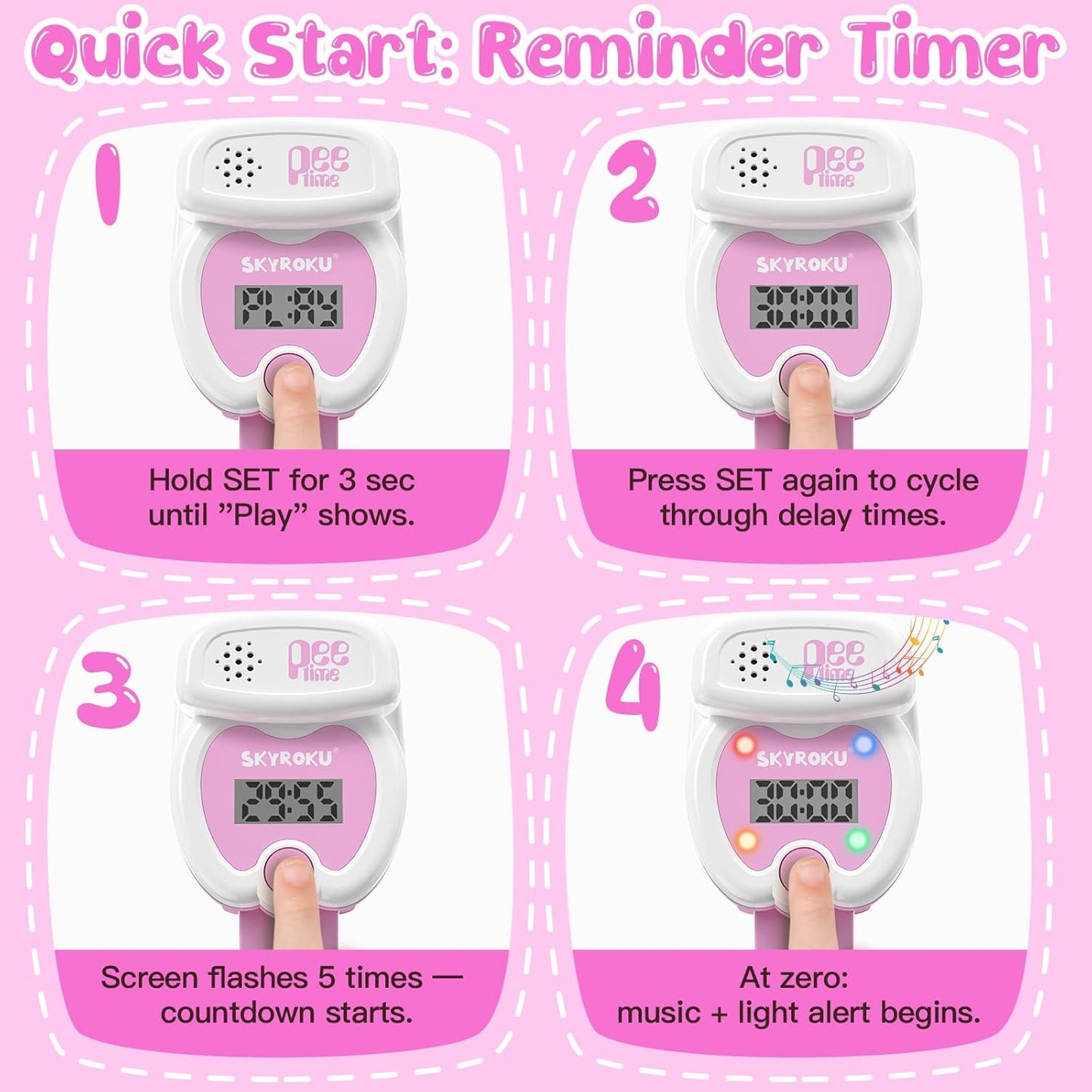 Potty Training Watch for Toddlers, Cute Apple-Shaped Design with 5 Timing Modes (30-180min), Music & Flash Reminders, Magnetic Charging, Compact Screen, Splash-Proof, Gifts for 3-7 Year Old Girls Boys