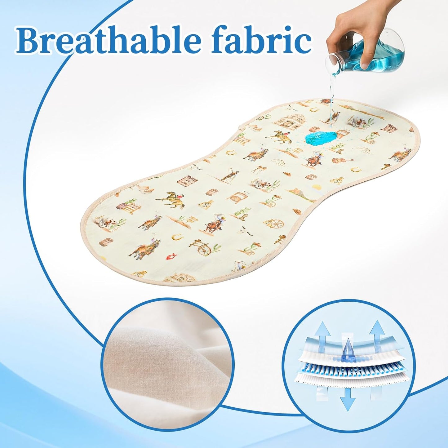 Hahafelt 3 Pcs Changing Pad Liners Fits in Peanut Shape Changing Pad Waterproof Diaper Mats Organic Cotton Peanut Mats are Warm on Baby's Back, Washable Reusable (Starry Style,Multicolor)