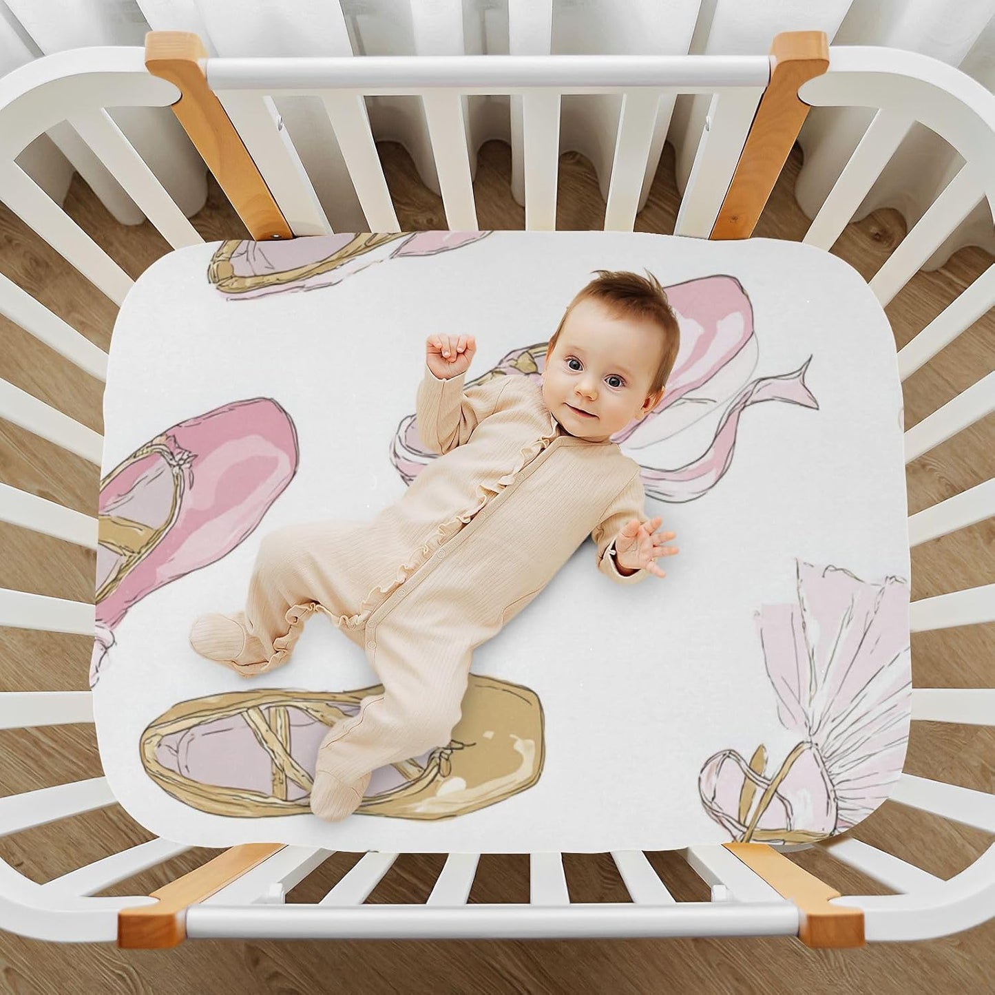 Baby Crib Sheet Cute Goose Flowers Crib Mattress for Boys and Girls Playard Sheet Soft Breathable Fitted Baby Mattress Cover 52x28in