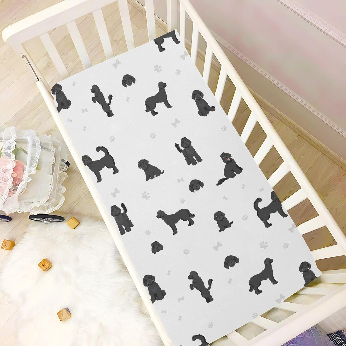 Fitted Crib Sheets Cactus and Floral Stretchy Portable Playard Sheets for Baby Toddler, Breathable Soft Mini Crib Mattress 52 x 28 in for Boys and Girls