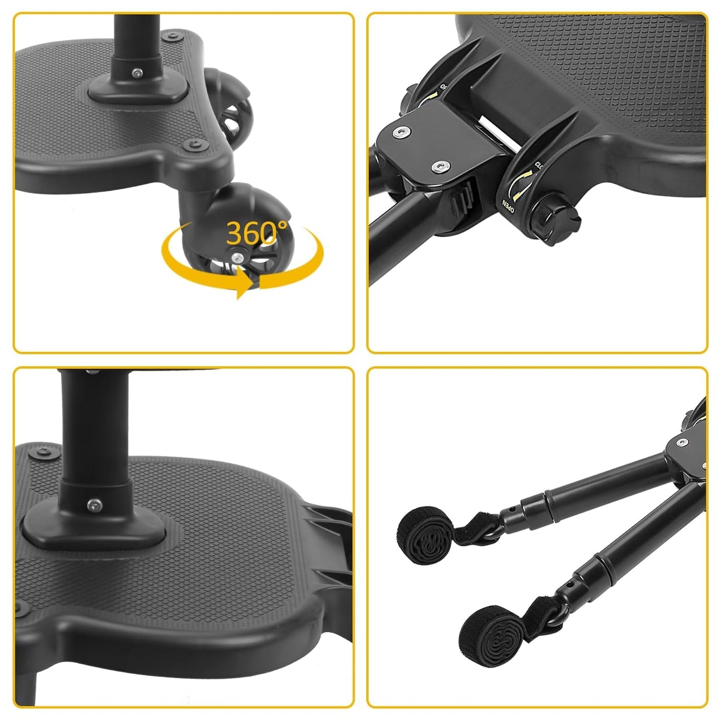 2026 New-Universal Stroller Board with Detachable Seat, 2in1 Sit and Stand Stroller Connectors for Most Strollers, Holds Children Up to 55 LBs Stroller Standing Board(Black)