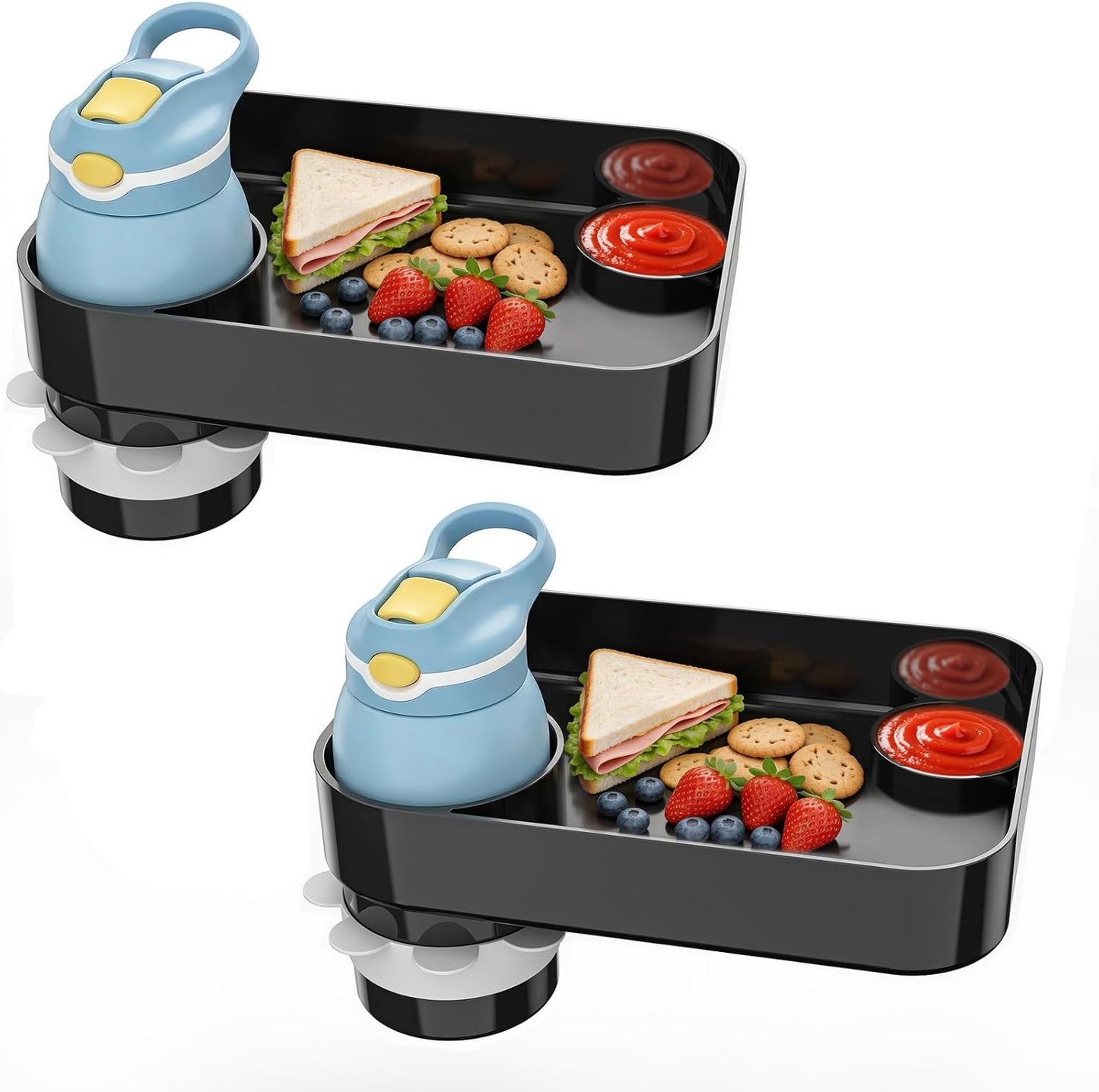 Kids Car Seat Tray, Travel Tray with Cup Holder for Toddler Baby, Kids Car Seat Food Snack Organizer for Road Trip, Stroller Snack Organizer Travel Must Haves Toddler Must Haves (Dark Gray, 1PCS)