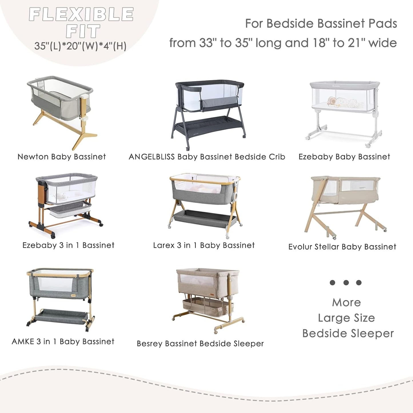 4 Pack Bedside Bassinet Sheets - 33"x20" Bassinet Sheets for Baby Delight, Angelbliss, Maxi-COSI & Most Regular Size Bedside Sleeper | Ultra Soft & Skin Friendly Bassinet Fitted Sheet for Girls