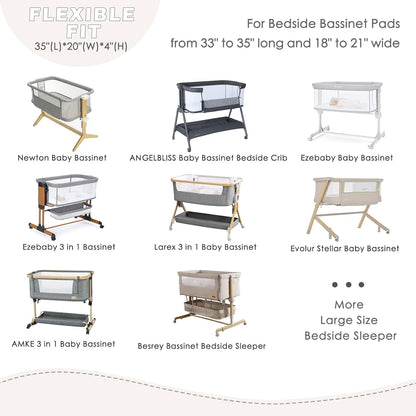 4 Pack Bedside Bassinet Sheets - 33"x20" Bassinet Sheets for Baby Delight, Angelbliss, Maxi-COSI & Most Regular Size Bedside Sleeper | Ultra Soft & Skin Friendly Bassinet Fitted Sheet for Girls