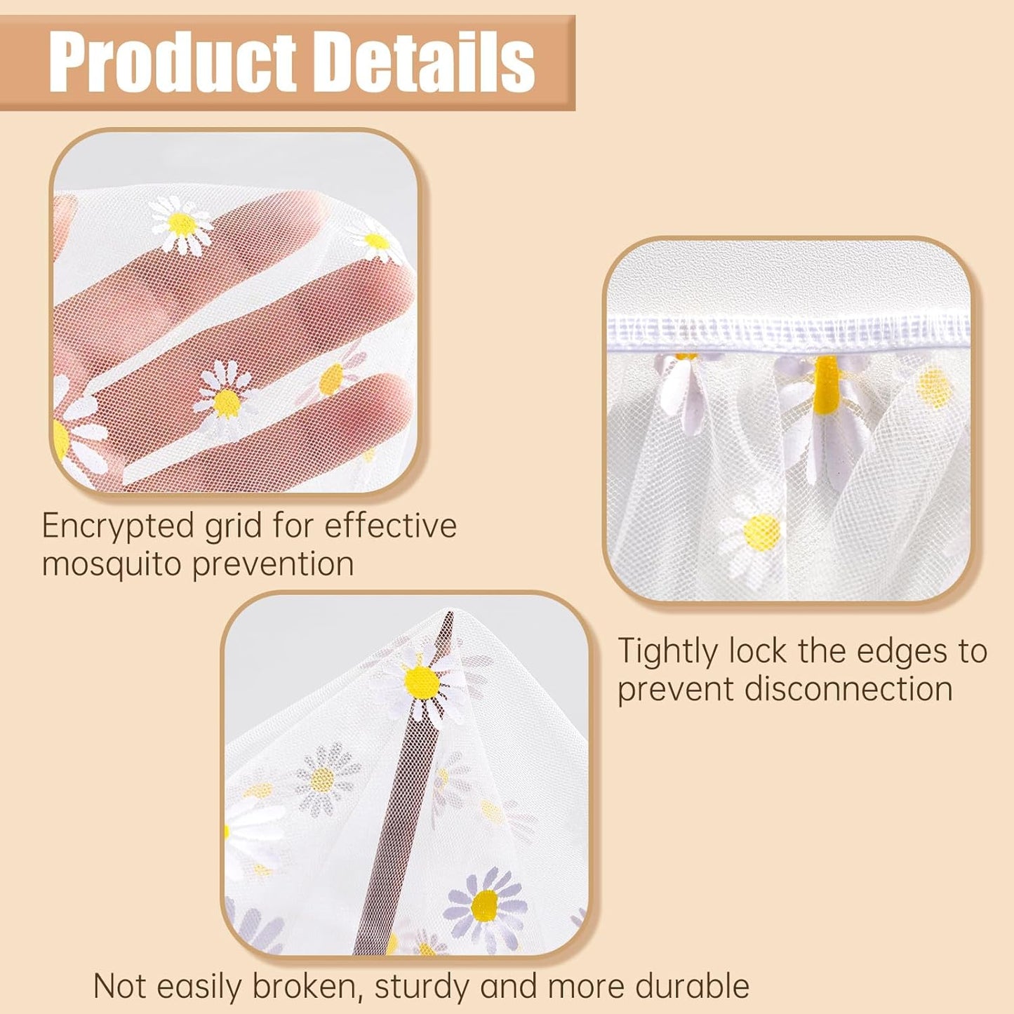 Mosquito Net for Stroller,Baby Pram Net Portable Star Print Stroller Netting Cover Perfect Bug Net for Strollers,Bassinets,Mini Crib,Cradles and Playards (White Star), yecwz002