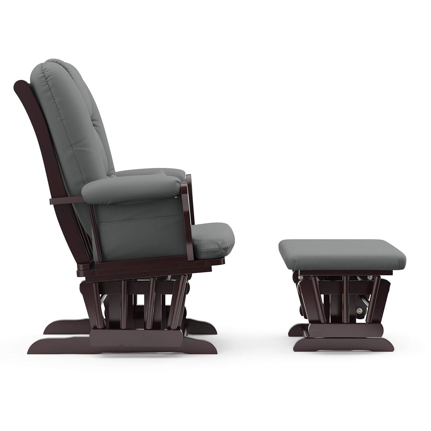 Storkcraft Tuscany Glider with Ottoman (Black/Gray) — GREENGUARD Gold Certified, Bonus Lumbar Cushion Included, Solid Wood Base, Smooth Motion, Award-Winning Nursery Rocking Chair, Glider and Ottoman
