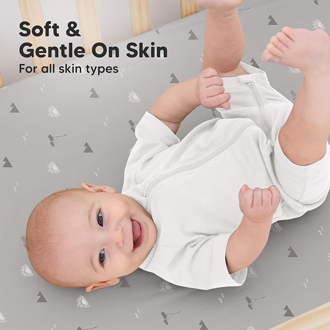 KeaBabies 2-Pack Organic Crib Sheets for Boys, Girls - 52x28 Fitted Crib Mattress Sheet Neutral, Breathable Jersey Cotton Cover for Baby Bed, Toddler Mattress, Soft & Cute Prints (Savannah)