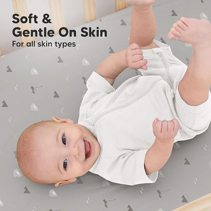 KeaBabies 2-Pack Organic Crib Sheets for Boys, Girls - 52x28 Fitted Crib Mattress Sheet Neutral, Breathable Jersey Cotton Cover for Baby Bed, Toddler Mattress, Soft & Cute Prints (Savannah)