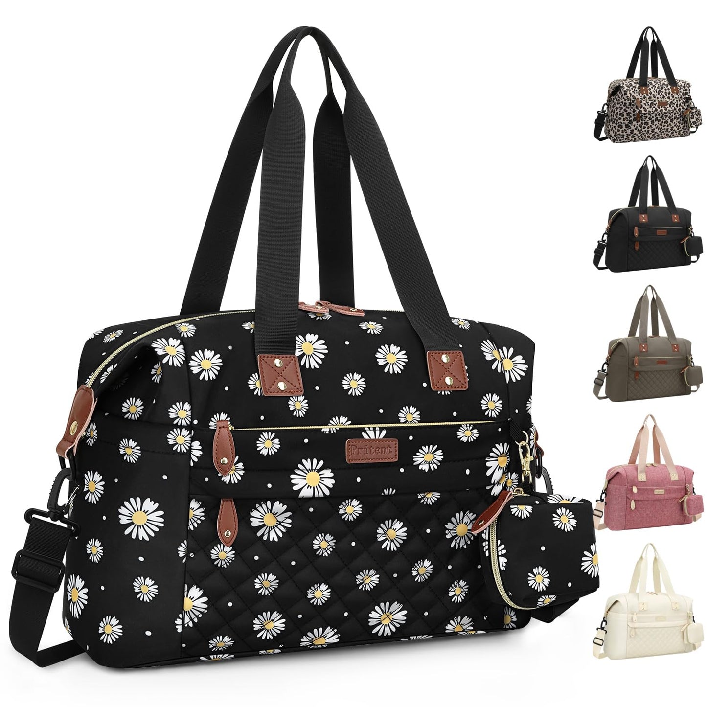 Pritent Diaper Bag Tote - Diaper Baby Bags with Pacifier Case, Shoulder Straps, Stroller Clips, Waterproof Large Mommy Maternity Travel Baby Bag for Mom and Dad, Green, Medium
