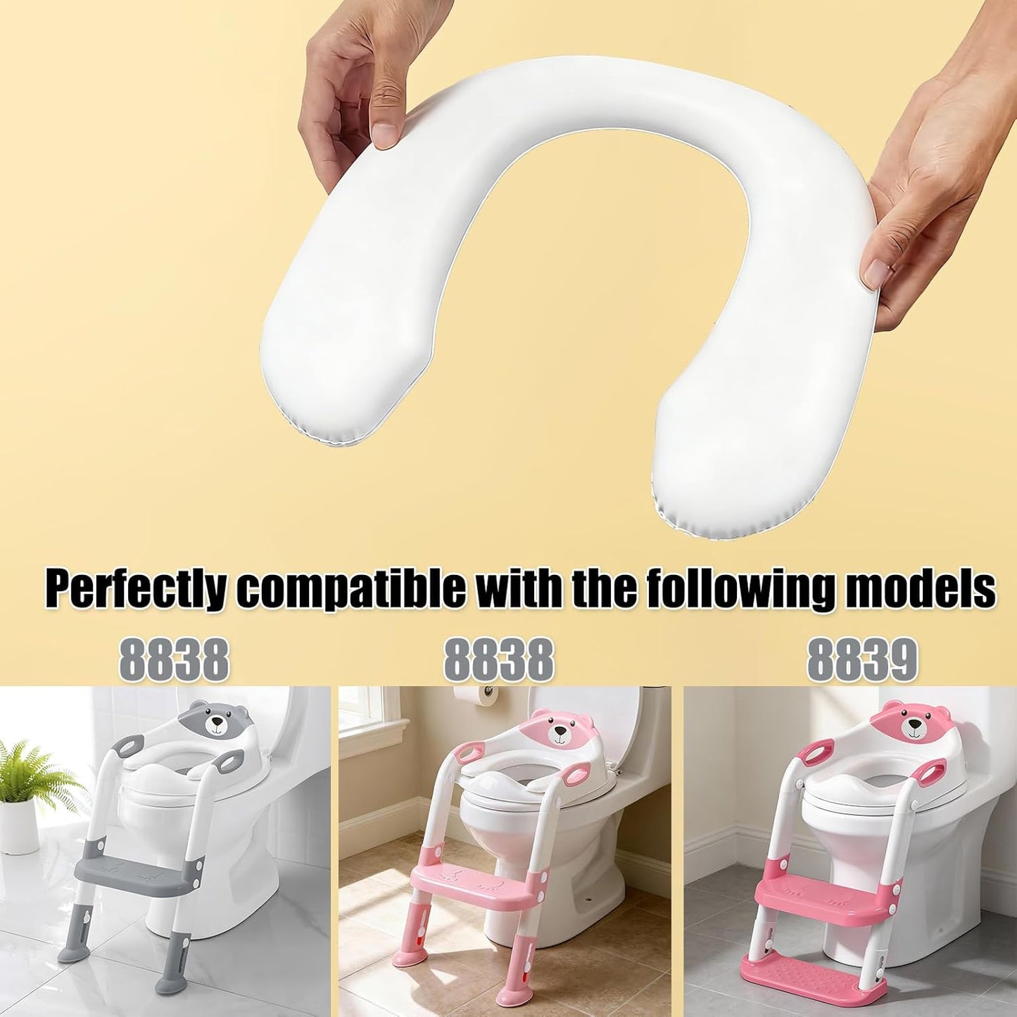 SKYROKU Potty Seat Cushion Replacement - 0.78 inch Thick Soft Padded Toilet Training Seat Cover - Anti-Cold & Comfortable (8838 8839)
