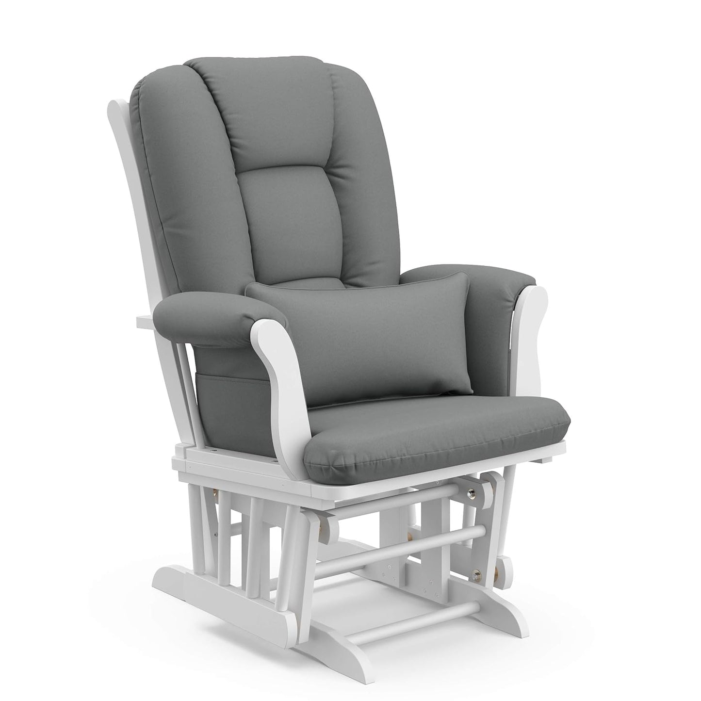 Storkcraft Tuscany Glider with Ottoman (Black/Gray) — GREENGUARD Gold Certified, Bonus Lumbar Cushion Included, Solid Wood Base, Smooth Motion, Award-Winning Nursery Rocking Chair, Glider and Ottoman
