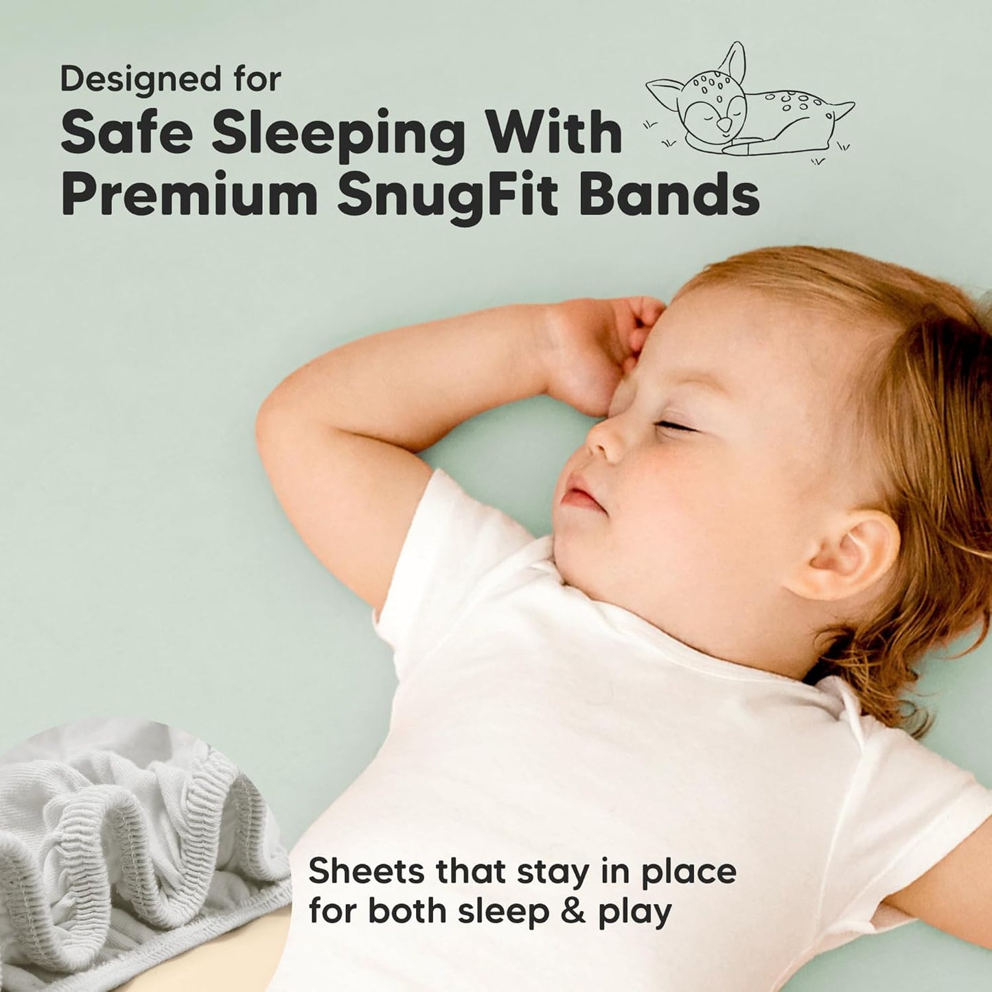 2-Pack Waterproof Pack and Play Sheets, Mini Crib Sheets Fitted for Boy, Girl - 38 x 26 Viscose from Bamboo Pack N Play Mattress Sheets for Graco, Toddler Playard Baby Crib Sheets Neutral (Blue Flax) - Colors B