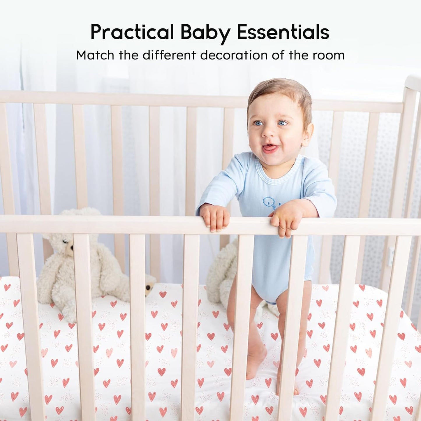 Yoofoss Pack and Play Sheets Fitted, Mini Crib Sheets 2-Pack for Pack N Play Mattress, Stretchy Playard Sheet, Soft and Breathable Green+Giraff