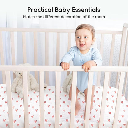 Yoofoss Baby Crib Sheets for Boys Girls, Fitted Crib Sheet 2 Pack for Standard Crib and Toddler Mattress, Super Soft Microfiber Baby Sheet 28x52x8in Pink+Love