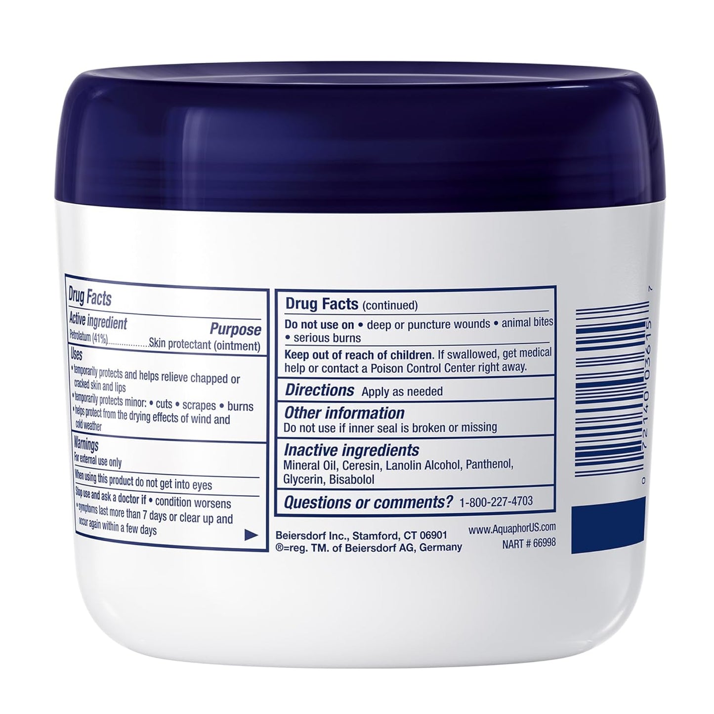 Aquaphor Children's Advanced Therapy Healing Ointment, 41% Petrolatum Skin Protectant Ointment for Minor Wound Care, Chapped or Cracked Skin and Lips, 14 Oz Jar