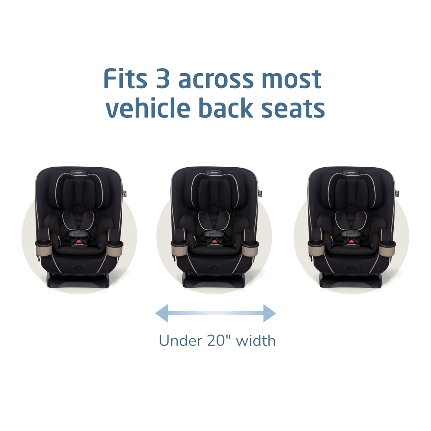Maxi-Cosi Kani 4-in-1 Infant Kids Convertible Car Seat, Rear-Facing, Forward-Facing, Booster, Slim 3-Across Fit, Magnetic Buckle, 5-Position Recline, Fits 5-100 lbs, 19-57 in, Caspian Caviar