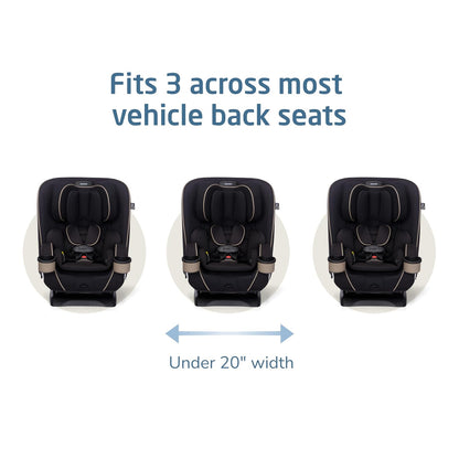 Maxi-Cosi Kani 4-in-1 Infant Kids Convertible Car Seat, Rear-Facing, Forward-Facing, Booster, Slim 3-Across Fit, Magnetic Buckle, 5-Position Recline, Fits 5-100 lbs, 19-57 in, Caspian Caviar