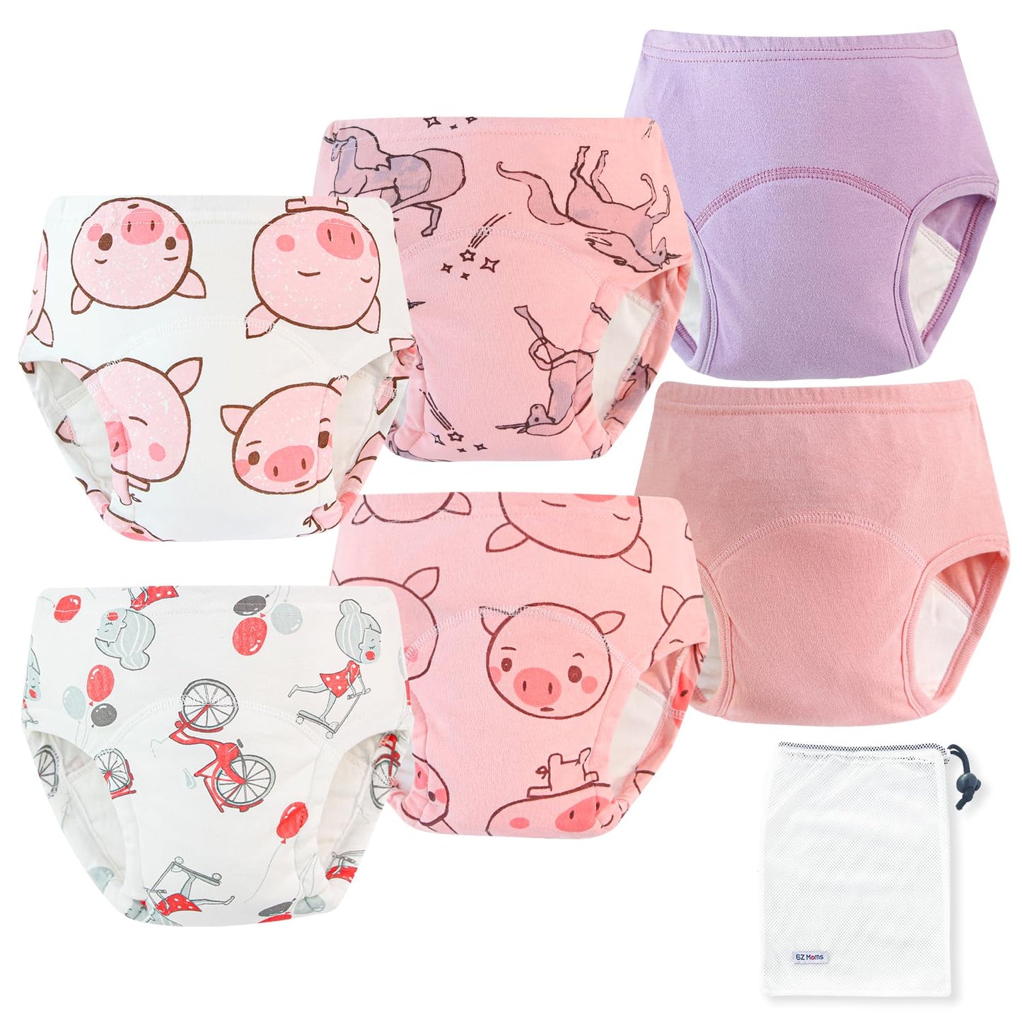 EZ Moms 6 Packs Absorption Toddler Potty Training Underwear for Boys 100% Cotton Toilet Training Pants 1T Leakproof Reusable Kid Confident Toddler Panties Dinosaur Pee Pants with Potty Sticker Chart