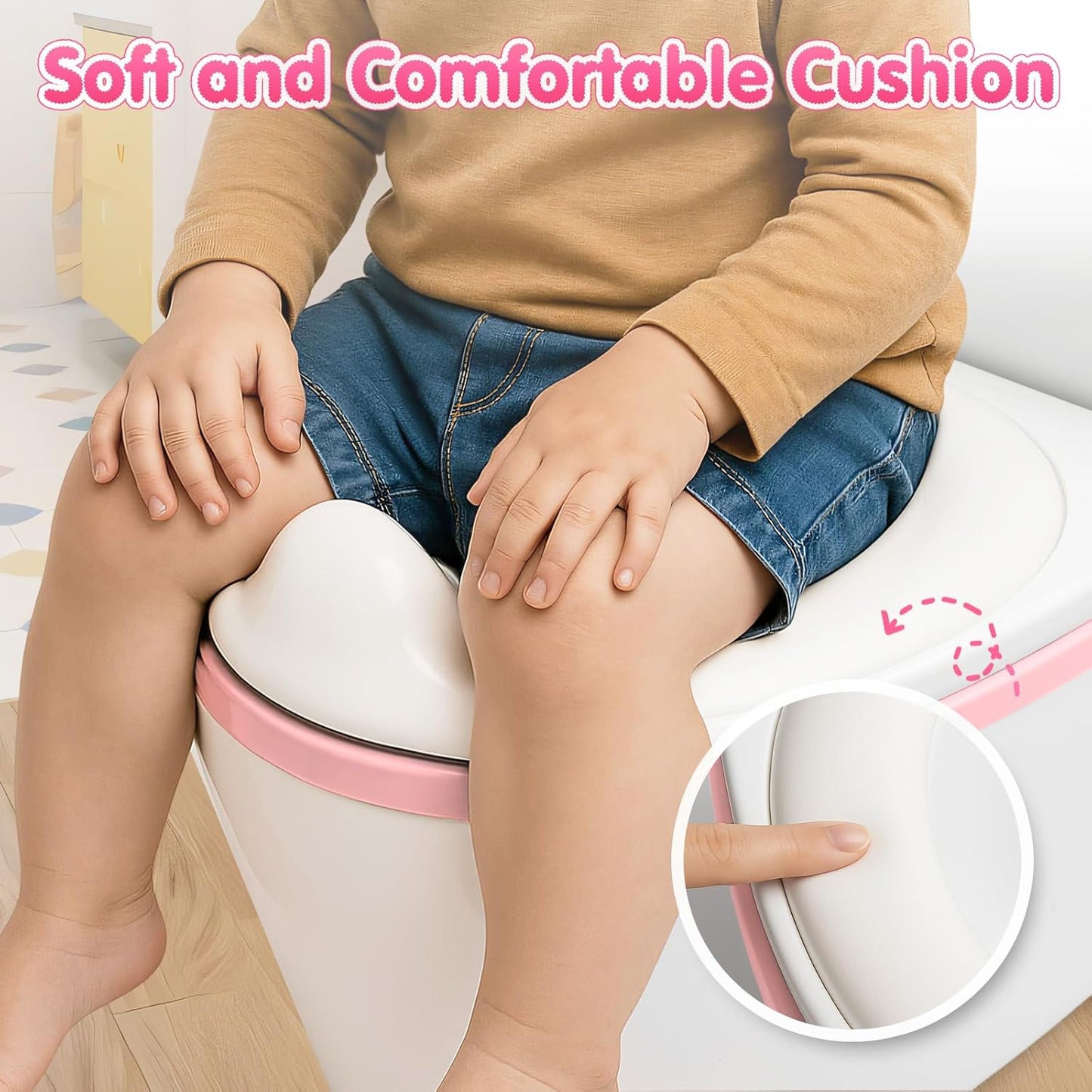 TOSGN 3-in-1 Toddler Potty Training Toilet, for Ages 6 Months+, Realistic Potty Training Seat with Flushing Sound, Wipes Storage, Toilet Paper Holder