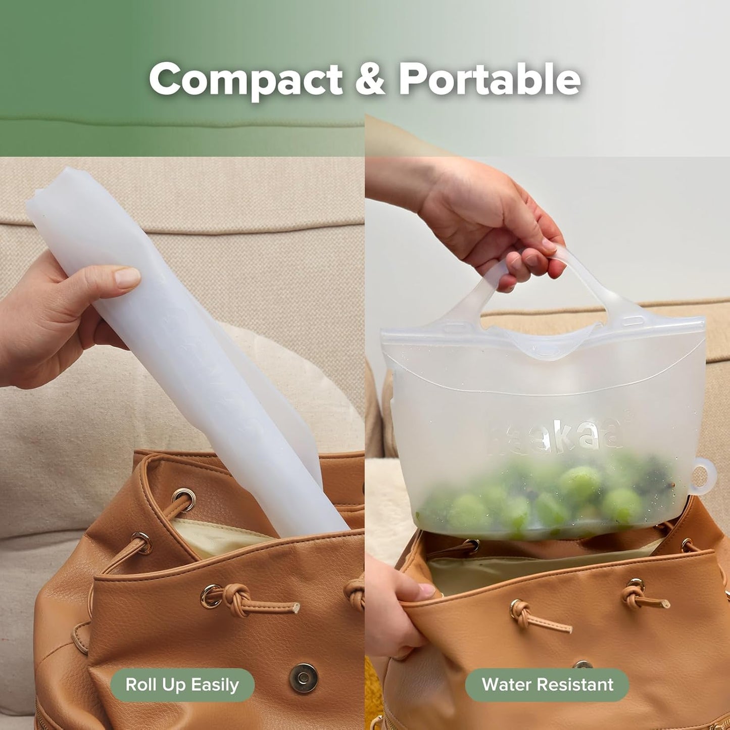 Haakaa On-The-Go Silicone Microwave Steam Sterilizer Bags for Travel, 40oz/1250ml Reusable Silicone Steaming Bags for Baby Bottles, Breast Pump, Accessories, Pacifiers, Teethers,Grey/1PC