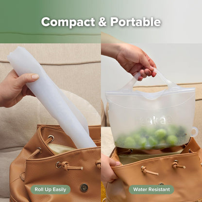 Haakaa On-The-Go Silicone Microwave Steam Sterilizer Bags for Travel, 40oz/1250ml Reusable Silicone Steaming Bags for Baby Bottles, Breast Pump, Accessories, Pacifiers, Teethers,Grey/1PC
