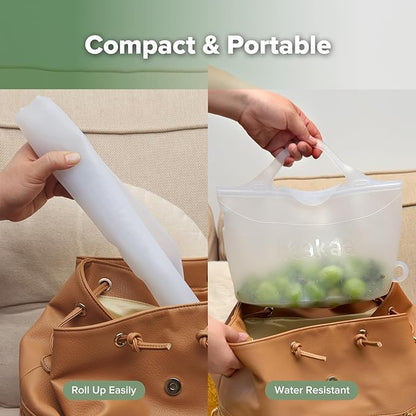 Haakaa Silicone Microwave Steamer & Steriliser Bag, 70oz/2000ml Large Capacity Reusable Steaming Bags for Baby Bottles,Breast Pump,Accessories,Pacifiers,Teethers, Great for Home&On The Go,Frosted /1PC