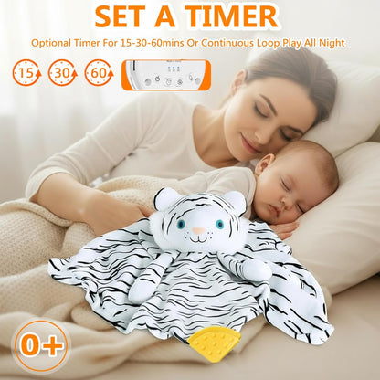 BEREST Unicorn Baby Sleep Soother 4-in-1 Sound Machine with Heartbeat & White Noise|Security Blanket & Pacifier Holder|Soothing Plush Toy for Newborns|Perfect Baby Registry Essential