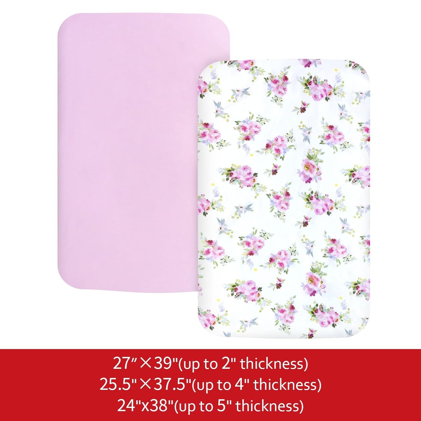 Pack and Play Sheets, 2 Pack Mini Crib Sheets, Stretchy Playard Fitted Sheet, Compatible with Graco Pack n Play, Soft and Breathable Material, Planet & Flower