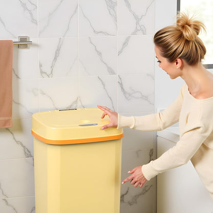 15L Smart Diaper Pail with Motion Sensor Lid | Touchless Hands-Free Baby Diaper Trash Can | Double Locking Seal | Slim Space-Saving Design | Quiet & Durable (Yellow)