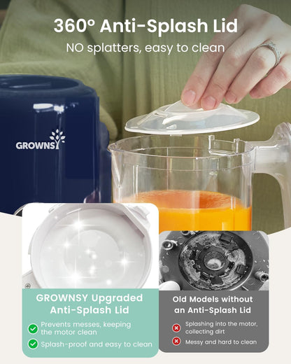 Grownsy Baby Food Maker with Steam Basket, One Step Baby Food Processor Steamer Puree Blender Grinder Mills Machine, Auto Cooking Grinding and Sterili-zing for Healthy Homemade Baby Food, Blue
