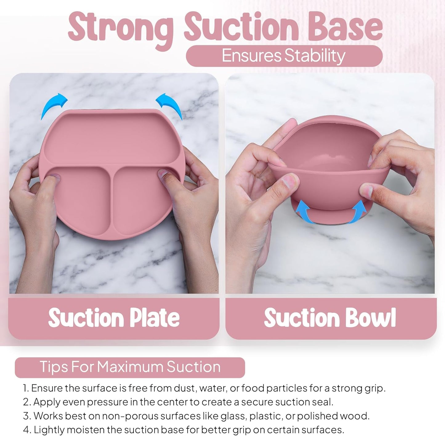 O'doe 17-Piece BPA-Free Silicone Baby Feeding Set | Thick & Soft Suction Plates, Baby Bowls, Wooden Fork & Spoon, and More | Make Mealtime Fun and Easy for Your Little One (Purple, V2)