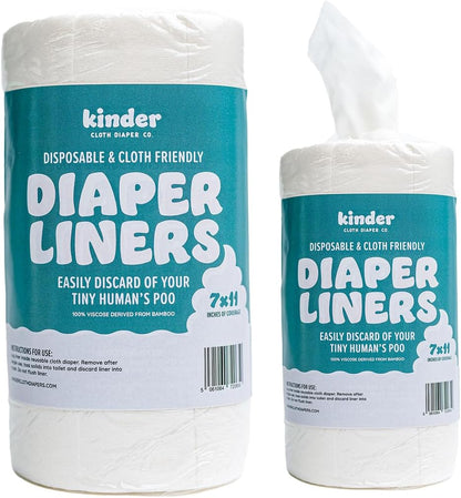 Kinder Cloth Diapers Unscented Diaper Liners, Fragrance-Free, Chlorine Free, One Size, 200 Liners (2 Rolls of 100 Sheets)