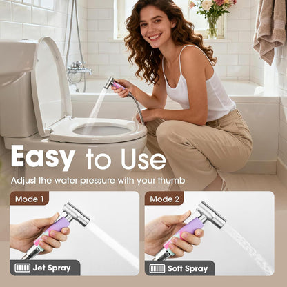 Handheld Bidet Sprayer Head,Stainless Steel Muslim Shower Head for Toilet,Adjustable Pressure Jet Sprayer for Feminine Hygiene and Pet Bath Bathroom Cloth Diaper Cleaning (Multicolor)