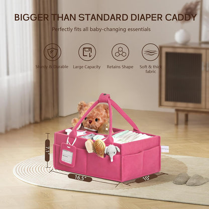 GEMII Diaper Caddy Organizer-Large Baby Caddy Organizer with Handle, Newborn Registry Essentials, Baby Shower Basket Gifts for Boys or Girls (Oatmeal, Large)
