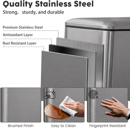Diaper Pail, Baby Diaper Trash Can with Removal Inner Liner, Childproof Lock, Stainless Steel Garbage Pail with lid, Soft Close, Odor Control Diaper Disposal Bin, 4 Gallon Pink Diaper Can