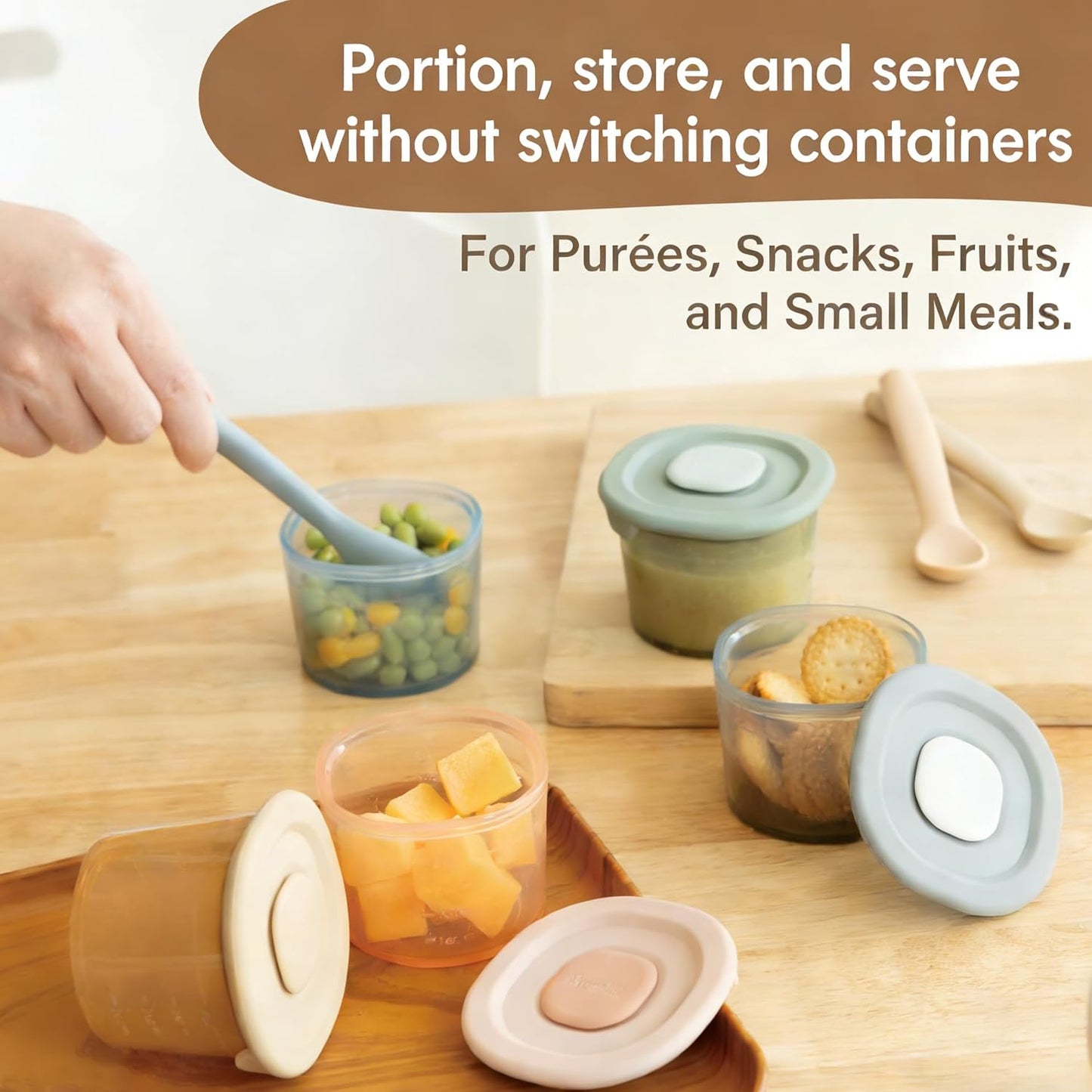 Moonkie Silicone Baby Food Containers | 4 oz Baby Food Storage Jars with Airtight Lids | Reusable Baby Food Jars, Freezer,Microwave and Dishwasher Safe, Perfect for Infant & Toddler