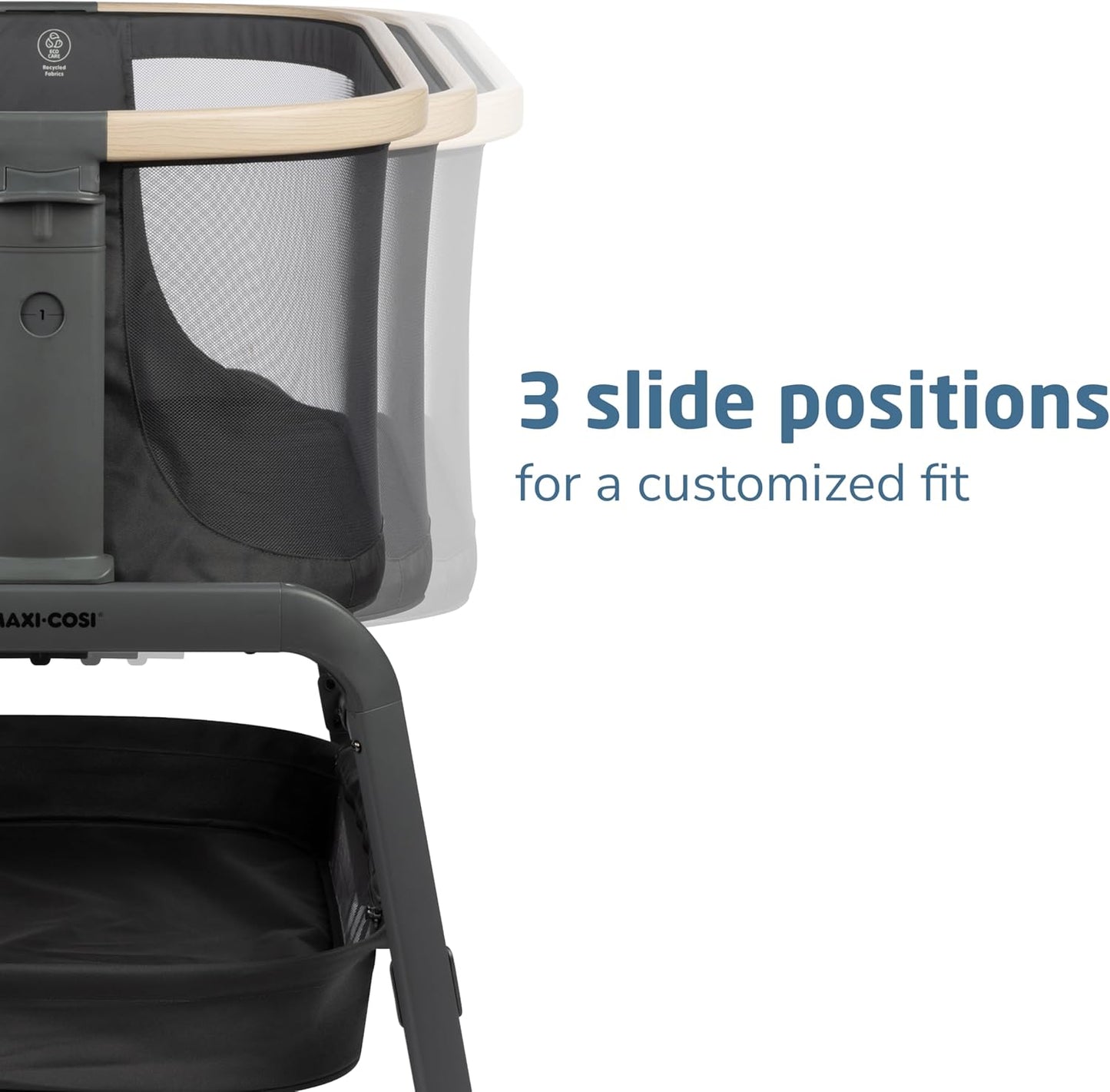 Maxi-Cosi Iora Baby Bassinets Bedside Sleeper, Portable Bassinet, Infant Bedside Sleeper Crib, Height Adjustable, Breathable Mesh, Large Storage Basket, Truffle