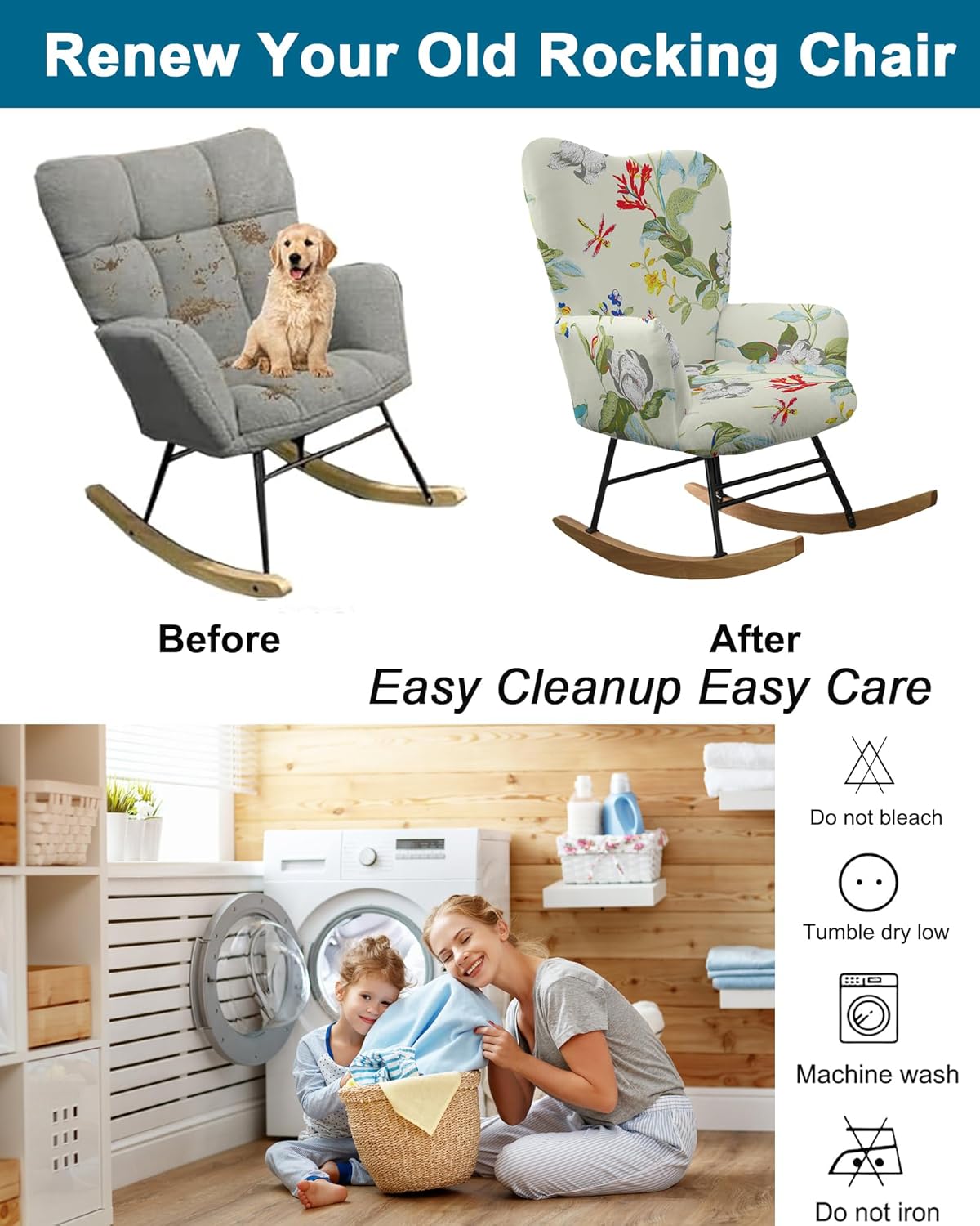 CRFATOP Jacquard 1 PC Nursery Rocking Chair Recliner Covers Upholstered Glider Rocker Banquet Armchair Slipcover Stretch Accent Chairs Furniture Protector for Living Room Bedroom Offices,Green
